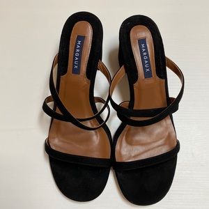 Margaux Perry sandal in black suede, 7.5